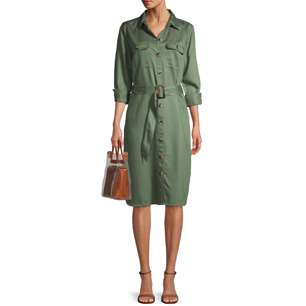 TIme & Tru button down midi dress
